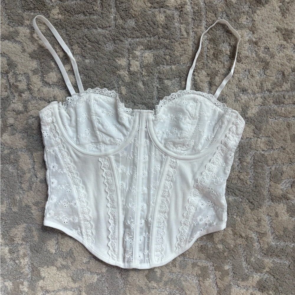 NWOT Garage White eyelet bustier corset top